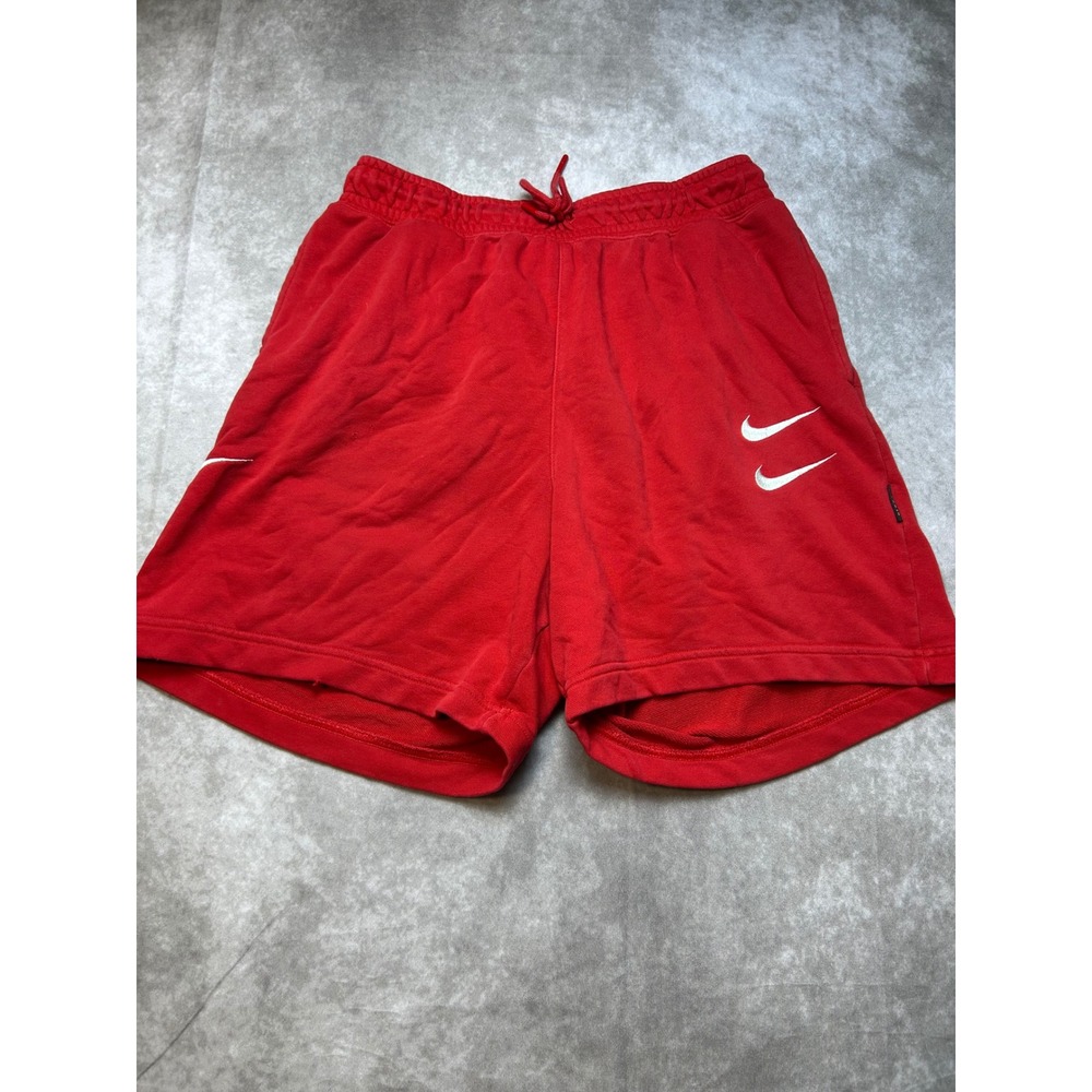 Nike Men Red Double Swoosh French Terry Athletic Shorts Large 1102